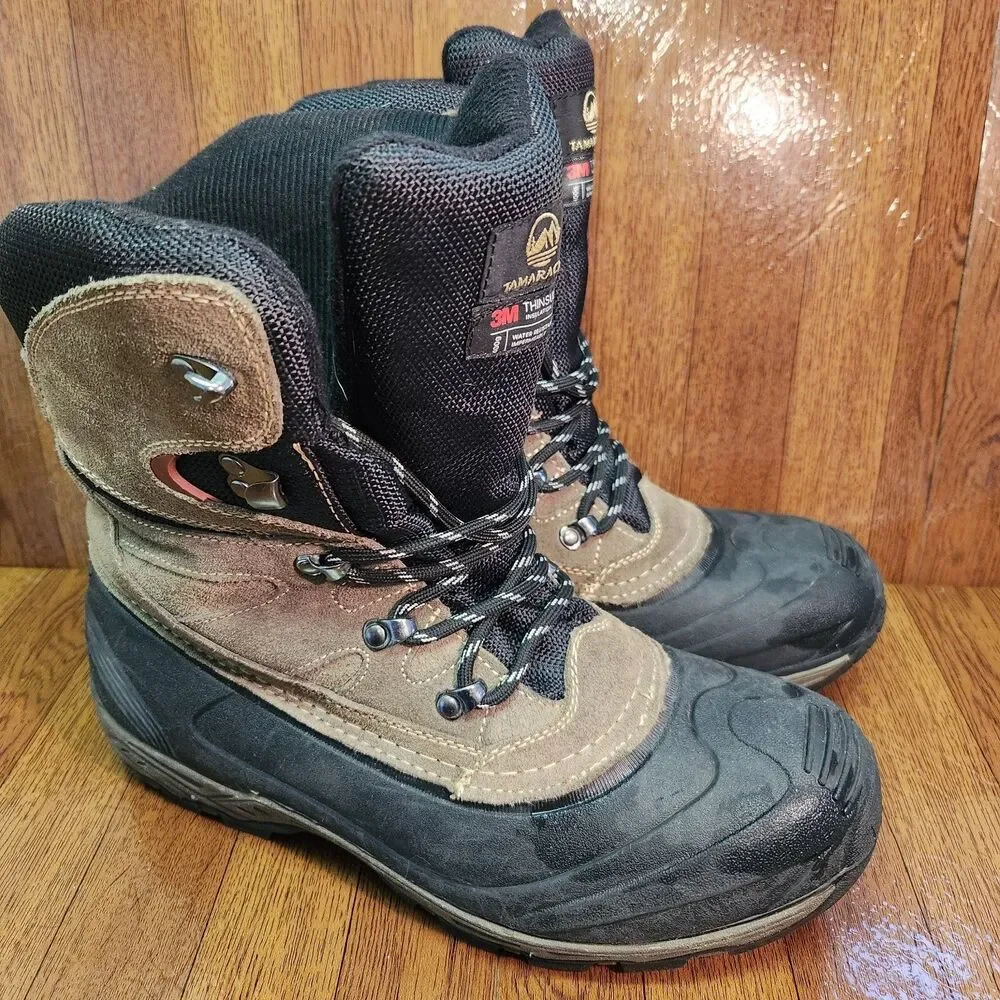 Tamarack Mens Snow Boots Size 10 Brown Thinsulate Waterproof Winter Lace-Up